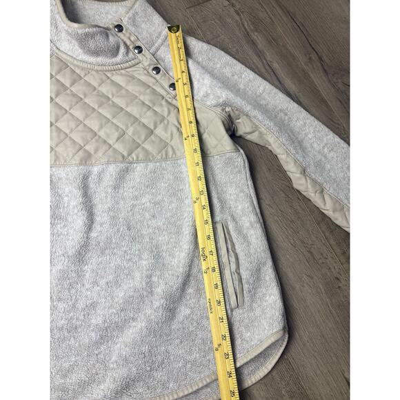 Abercrombie & Fitch Quilted Sherpa Snap Pullover Gray Beige Women’s Medium - Picture 5 of 6
